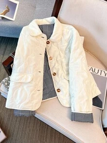 Franclia 女士绗缝夹克 女士刺绣夹克 - 杏色 - 查看 3