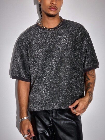 Street Life Camiseta holgada de ajuste casual y metálica brillante para hombre, de verano