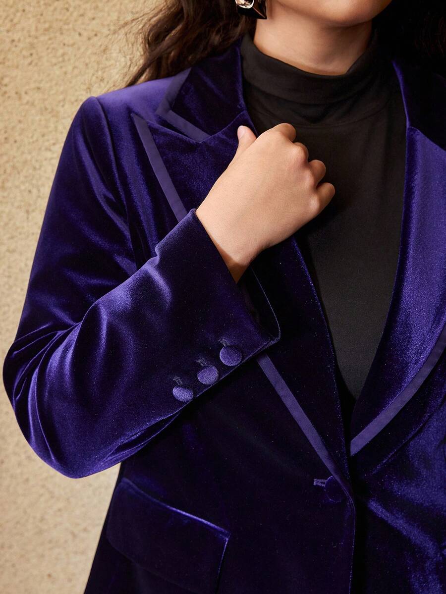 MOTF PREMIUM ÁO BLAZER VẢI VẢI NHUNG CỠ LỚN CHO NỮ, MÙA ĐÔNG - Màu tím - Xem 2