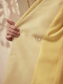 MOTF PREMIUM 秋季粗花呢撞色亮片刺绣西装外套 - 黃色 - 查看 6