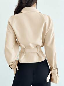 Firerie Women's New Khaki Belted Trench Coat With 3D Pockets Autumn Winter Clothes For Women - Beige - View 2