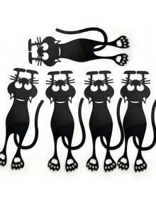 SHEIN 1 pieza Marcapáginas de gato negro de diseño hueco creativo de acrílico, regalo de lectura para lectores y amantes de los libros, Navidad y cumpleaños - Negro - Ver 11