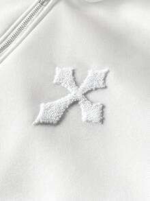 PAVTROS Toalha masculina Manfinity Streetrush, estilo urbano, popular, com estampa cruzada e bordado 3D, adequada para festivais de música ao ar livre, casas noturnas, bares, presente para namorado/marido, presente de aniversário, conjunto de moletom com capuz, conjunto de 2 peças, conjunto branco coordenado, conjunto masculino de 2 peças, conjunto masculino de 2 peças com patches, roupas de outono e inverno