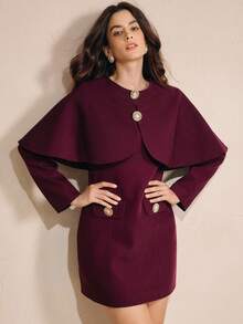 Anewsta Novo vestido com capuz e cintura marcada para outono/inverno, elegante, formal, festa, chique, adequado para ano novo, natal, trabalho, formatura, casamento