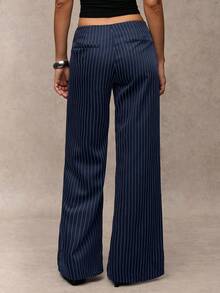 SHEIN BAE 女式条纹休闲低腰直筒百搭裤