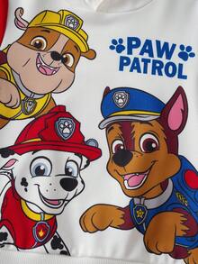 SHEIN | PAW Patrol Bluza z kapturem dla chłopca z nadrukiem uroczego psa w blokach kolorów, odpowiednia na jesień/zimę i do uprawiania sportów na świeżym powietrzu