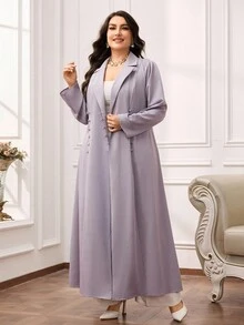 Al Najma Plus Size Women's Elegant Solid Color Abaya Dress Modest Business Dress