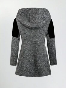 EMERY ROSE Women's Casual Zip-Up Hooded Jacket With Color Block Design Fall Winter Cloth For Women Autumn - Dark Grey - View 2