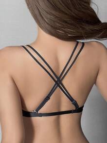 DAZY 1pc Wireless Criss-Cross Back Minimalist Lift Bra For Women Lingerie For Women - Black - View 7
