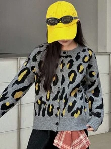Dazy Kids 女童豹纹开衫