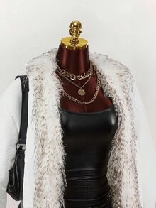 Y2K Amplova  Polka Dot Zip Up Leopard  Plus Size Women Fuzzy Patchwork Long Sleeve Loose Winter Jacket - Multicolor - View 14
