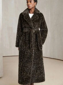 Aveloria Modichic Fashionable Versatile Chic High-End Long Stylish Minimalist Leopard Print Slimming Faux Fur Jacket For Women - Brown - View 3