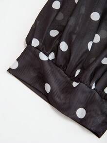 SHEIN Clasi Váy đuôi cá chấm bi đen trắng tay lửng cỡ lớn dành cho nữ - màu đen - Xem 3