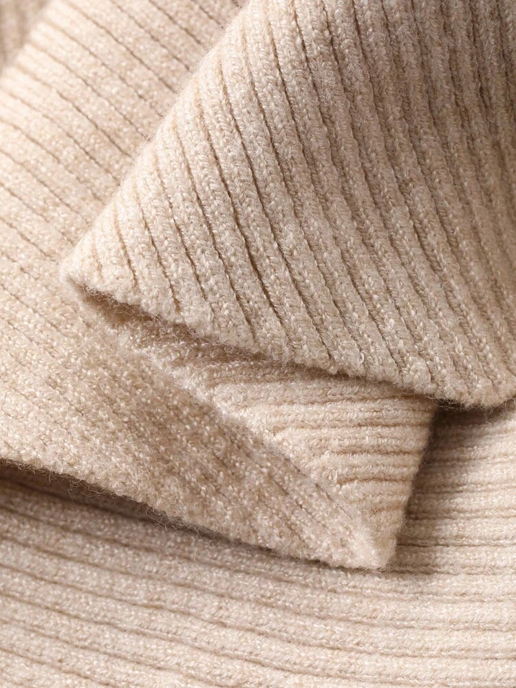 Women's Autumn Patchwork Asymmetrical Hem Waist Cinched Sweater Dress