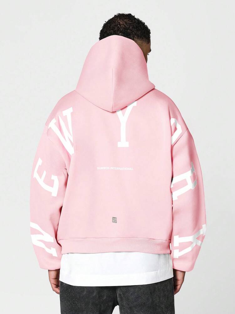 Oversized Pullover Hoodie With Letter Print Design