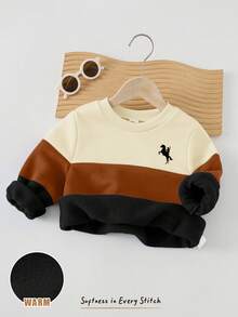 Cozy Pixies Felpa girocollo a maniche lunghe con colori a contrasto per bambino, versatile e confortevole in autunno/inverno