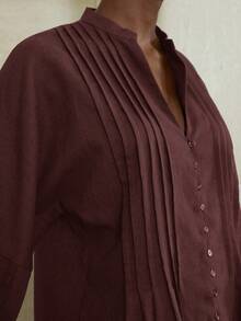 Aveloria Modichic Fashionable Stylish Long Sleeve Shirt With Drawstring Decoration At Cuffs - Brown - View 7