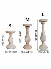 SHEIN 1 件欧式复古木质烛台手工雕刻素色烛台托盘摆件工艺礼品婚礼家居餐桌装饰