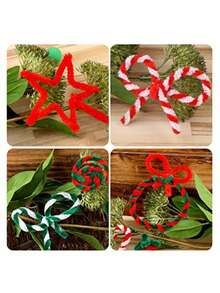 100/300PCS Christmas Pipe Cleaners Craft Set Glitter Chenille Stems 30cm 11.8 Inch Colorful DIY Art Supplies For Holiday Decorations Creative Handmade Projects Christmas Crafting Supplies