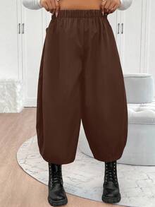 Elenzga Quần Harem dáng rộng cổ điển cỡ lớn dành cho nữ, quần cà rốt, quần ống loe, quần jeans ống đứng kiểu Pháp, quần ống loe ống chuối, quần dài màu đen - màu nâu - Xem 5