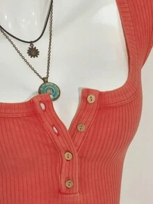 SHEIN ICON Y2k Women's Goth Sexy Casual Solid Color Cropped Tank Top, Summer - Redwood - View 9