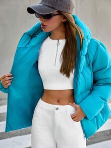 EURMUSE Women Ultimate Cozy Puffer Jacket – Lightweight, Warm, Winter Essential, Insulated Outerwear, Hooded, Water-Resistant, Fashionable Cold Weather Coat Blue Jacket Winter Coat Outerwear Women Women Winter Clothes - Teal Blue - View 6