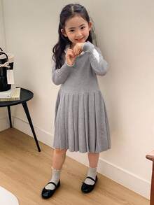 DAZY 女童针织毛衣连衣裙 - 灰色 - 查看 2