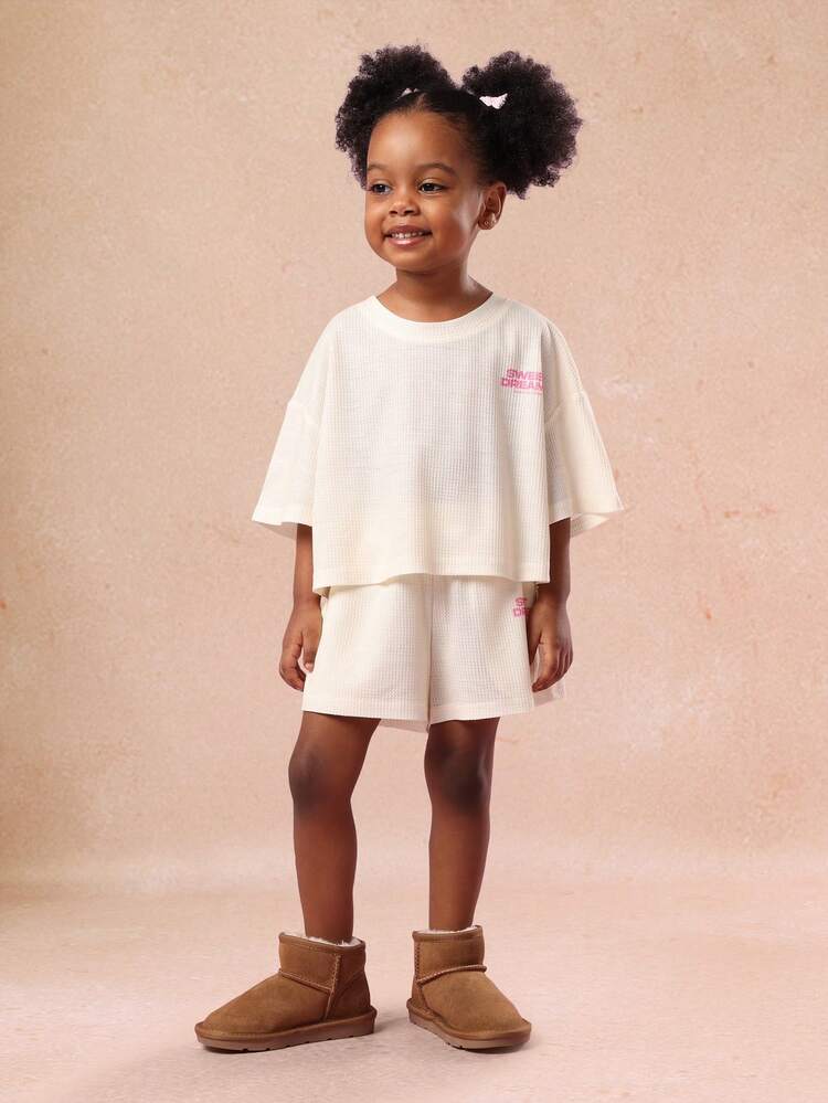 Waffle Knit Top And Shorts With Sweet Dreams Text
