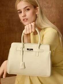 MOTF PREMIUM Women's Buckle Design Large Capacity Tote Bag For Daily Commute - Beige - View 1