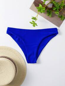Swim Basics Summer Beach Solid Bikini Panty - Royal Blue - View 7