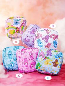 SHEIN X Care Bears 1pc Cartoon Pattern Printed Polyester Fiber Storage Bag, Can Be Used As A Feminine Hygiene Storage Bag, Digital Storage Bag, Small Item Storage Bag,Cheer Bear, Good Luck Bear, Funshine Bear, Share Bear, Love-A-Lot Bear