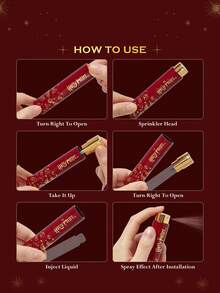 HARRY POTTER X SHEIN 8ml/0.3oz Claret Gryffindor Gold Pattern Rotatable Compact Perfume Bottle, Portable Refillable Spray,Twist Open Spray Bottle, Can Be Filled With Perfume, Skin Care Water And Other Liquids,Reusable Refilling Bottle,,Harrypotter,Gifts,Suitable For Travel And Daily Use