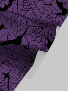 ROMWE Goth 万圣节深紫色蜘蛛网、蝙蝠、太阳、月亮、星星印花短款女式背心