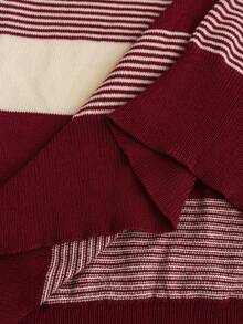 Manfinity Homme 男士圆领长袖落肩条纹休闲百搭针织毛衣，红色条纹毛衣，秋冬 - 彩色 - 查看 7