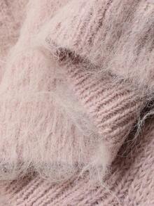 DAZY Cárdigan de punto grueso de manga larga con cuello en V y bolsillos, de unicolor y holgado, estilo casual de calle para otoño/invierno - Rosa - Ver 7