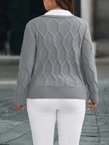 EMERY ROSE 大码女式撞色边套头毛衣，针织毛衣裙