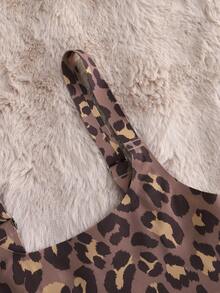 6pcs Women Casual Leopard Print Comfortable Minimalist Wireless Bra And Low-Rise Thong Panty Set