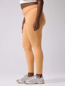 MUSERA Legging Ketat Berkerut Ukuran Plus untuk Olahraga Kasual, Legging Latihan Dasar - Kuning - View 3