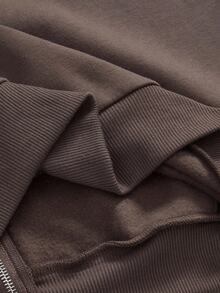 ROMWE Avant 复古街头时尚十字翼藤蔓印花连帽破洞卫衣女式卫衣夹克 - 棕色 - 查看 5