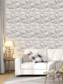 SHEIN 50 Tấm ốp tường PVC họa tiết kim cương 3D – Hoàn hảo cho phòng khách, phòng ngủ, nhà bếp, tường sau TV, hành lang và trang trí văn phòng, kích thước 11.8x11.8 inch, trang trí kim cương. - trắng - Xem 3