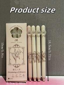 4pcs/Box Black Rotating Pen With INS Style Highly Attractive Value ST Head, Black Floral Dreamscape, Quick-Drying Homework Brush Pen Back To School, Durable, Ease Of Use, Giftable, Versatile