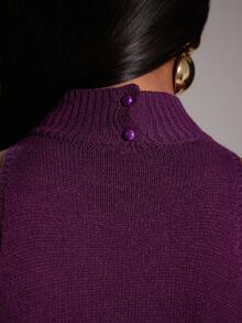 NYA SZN 连衣裙 无袖 高领 流苏细节 修身 紧身 罗纹针织 针织衫 弹力 特殊场合 度假 婚礼 外出 机场 可爱 老钱 秋冬 适合通勤 女士服装 - 紫色 - 查看 6