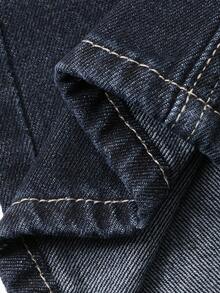 DAZY 男童宽松直筒牛仔裤，秋季街头休闲裤 - 深色水洗藍 - 查看 7