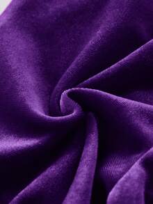 SHEIN Babygirl 天鹅绒长袖连帽夹克和松紧腰裤套装，时尚可爱 - 紫色 - 查看 8