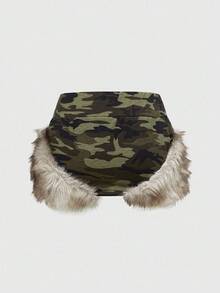 ROMWE J-Fashion Shibuya Girl Y2K 复古迷彩拼布磨边金属链吊带上衣和超低腰迷你裙两件套 - 彩色 - 查看 6