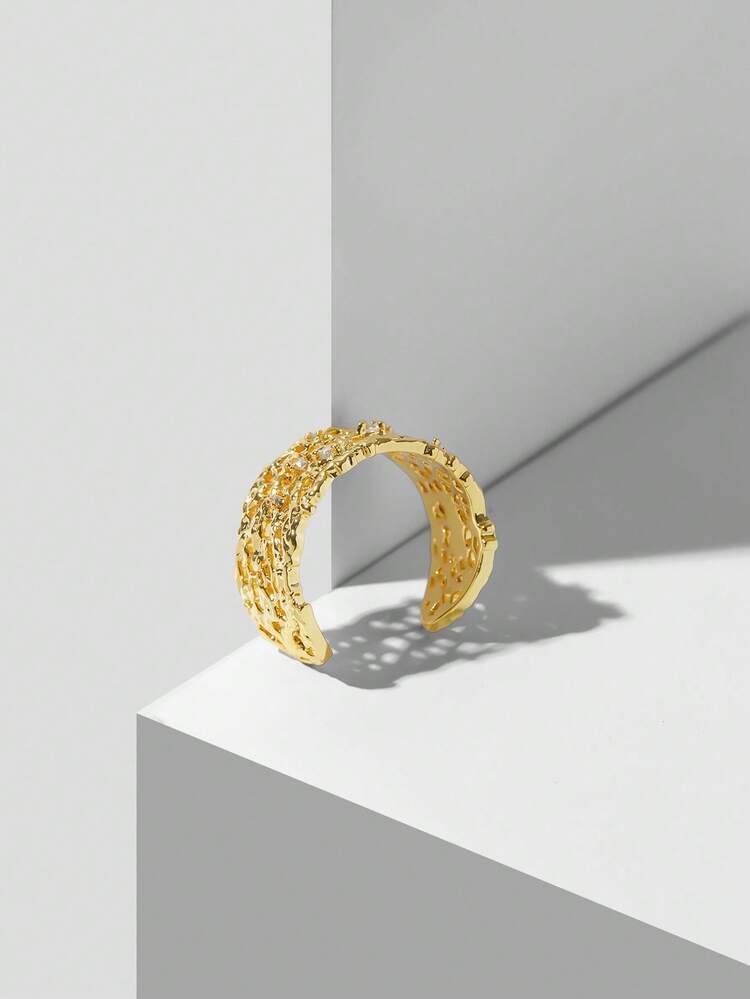 18K GOLD PLATED MICRO-INLAID ZIRCONIA OPEN RING