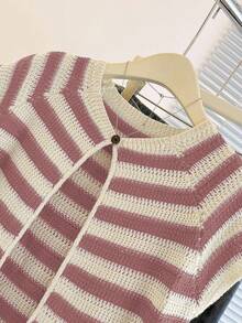 Franclia 全新独特条纹圆领开衫，百搭修身设计，适合女性 - 彩色 - 查看 4