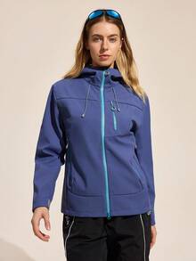 Easithlete 女士拉链抽绳连帽户外夹克 - 紫色 - 查看 3