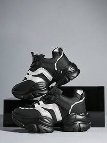 SHUZIA Giày thể thao đế dày tăng chiều cao #Cyberpunk màu đen siêu nhẹ, chống sốc, đế dày dặn, kiểu dáng đường phố tương lai, giày đế dày thoải mái - màu đen - Xem 6