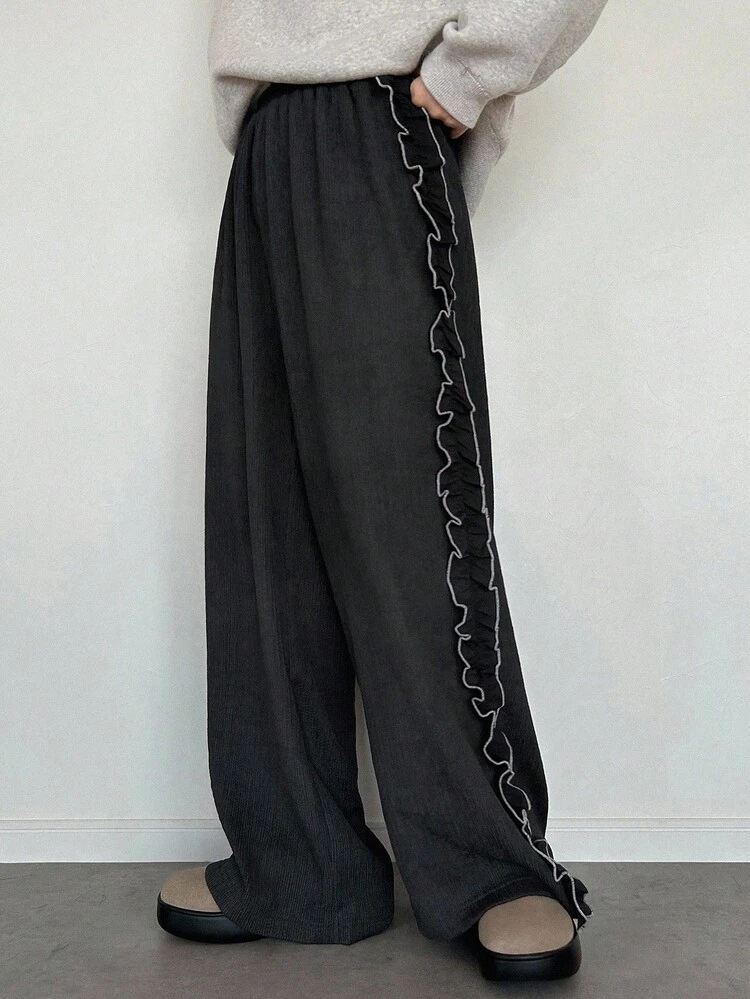 Teen Girls Casual Everyday Frill Elastic Waist Pants